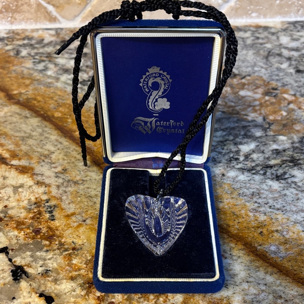 Vintage Waterford Crystal Silver Heart Necklace with Box